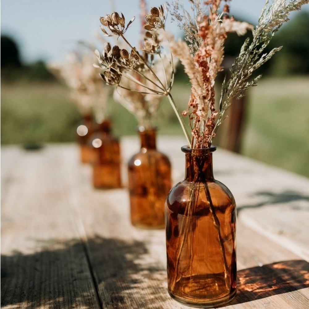 Brown bottle vases